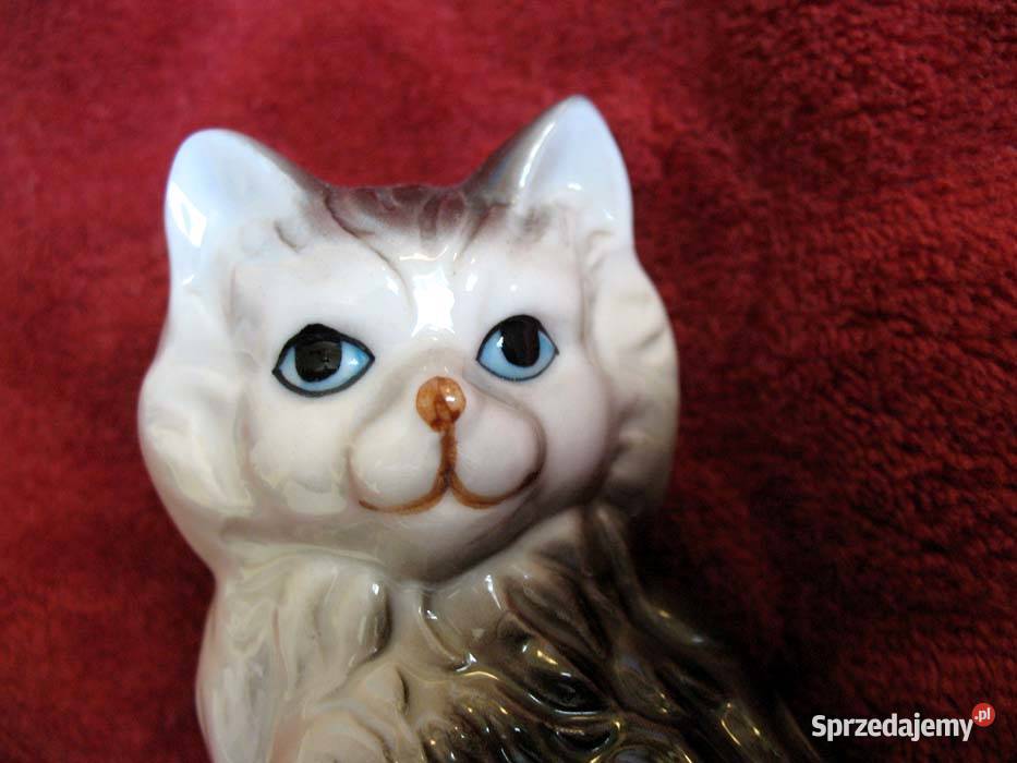 Kot piękny szary kocur porcelana Figurka 9 x 6 x mazowieckie Siedlce