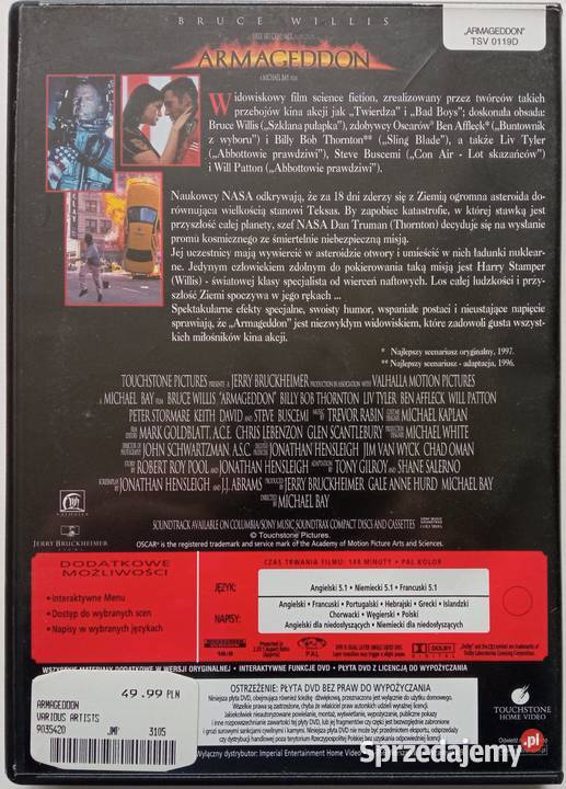 Armageddon DVD Bruce Willis Liv Tyler Ben łódzkie Łódź