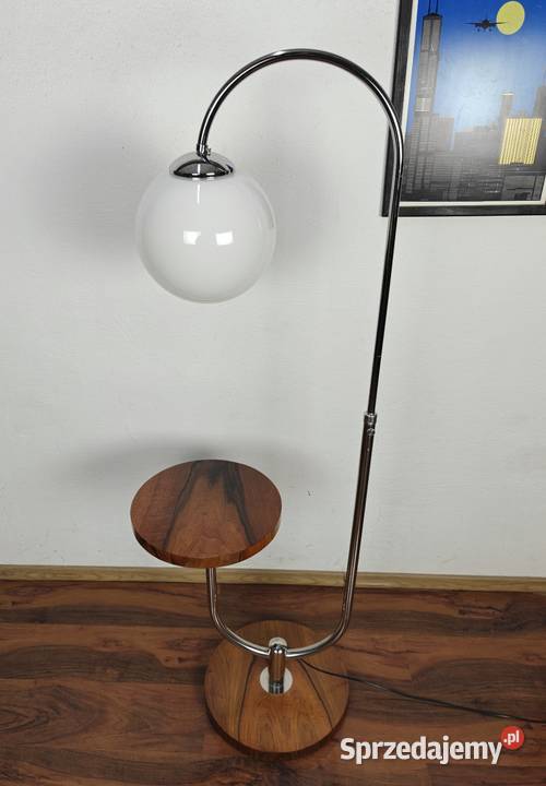 Lampa stojąca Art Deco Bauhaus Chrom orzech Warszawa sprzedam