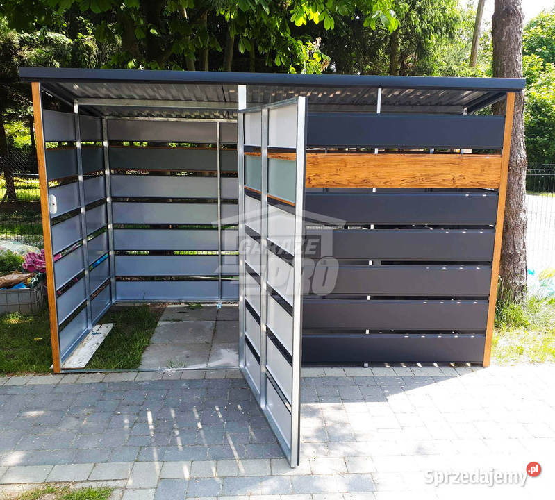 Wiata śmietnikowa 2x15 antracyt drewnopodobny Wrocław