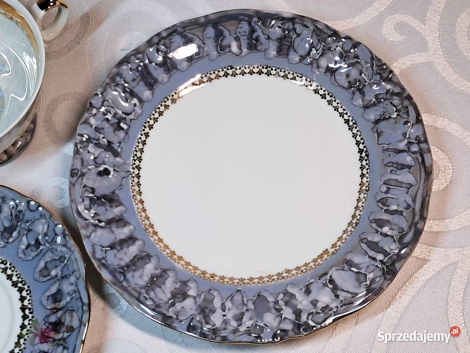 Porcelanowe trio WAWEL filiżanka 2 talerzyki PRL Strzelce Krajeńskie