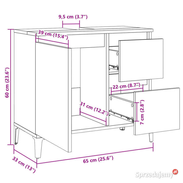 Szafka łazienkowa dąb sonoma 65x33x60 WM847405 Warszawa
