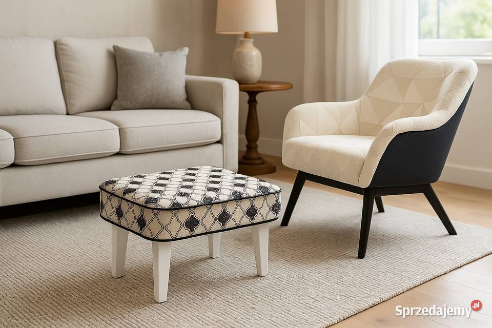 Podnóżek Pod Nogi Stołek Tapicerowany z Miękkim Kazimierz Biskupi