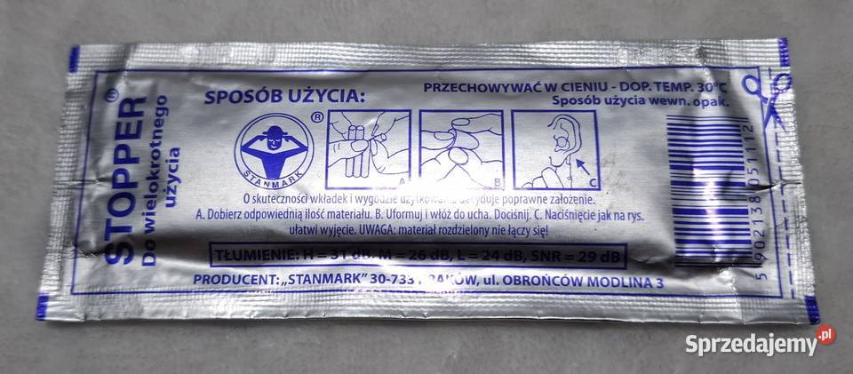 Stopper do uszu wkładki przeciwhałasowe Rozmiar Czeladź