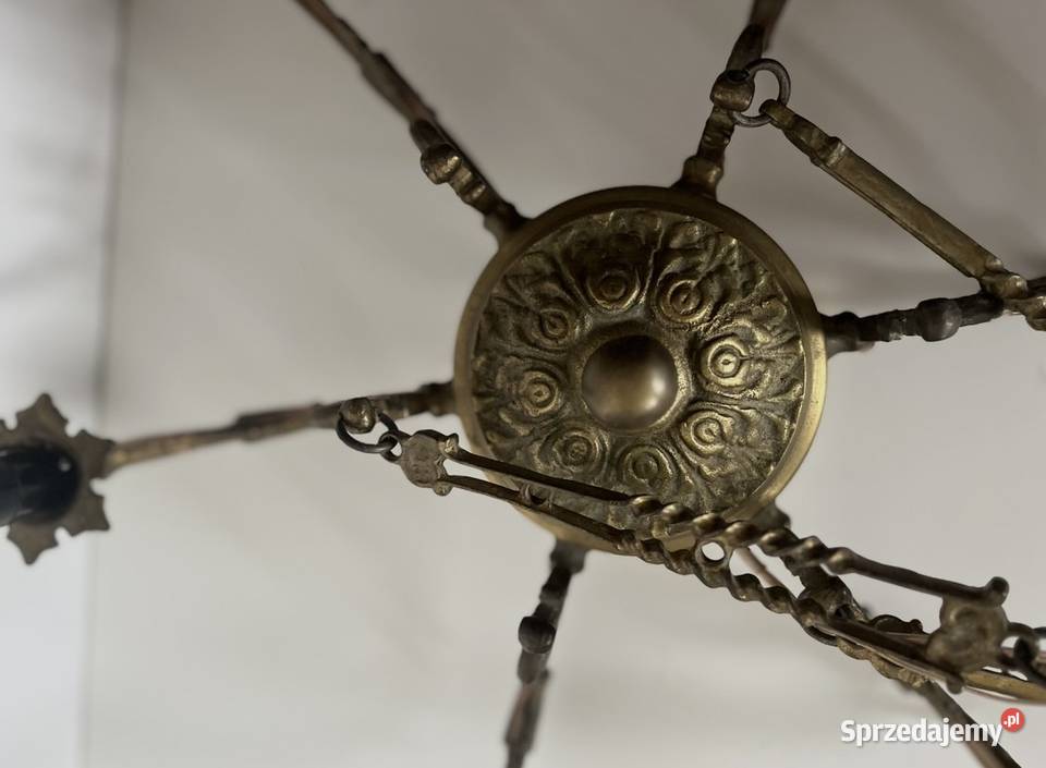 Żyrandol mosiężny 6 ramienny Vintage mazowieckie sprzedam