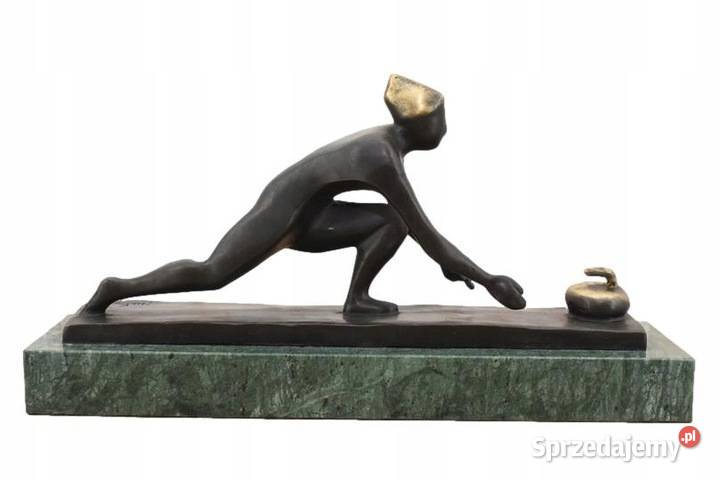 Curlingowiec Curling Sport Zimowy Figura z Brązu sprzedam