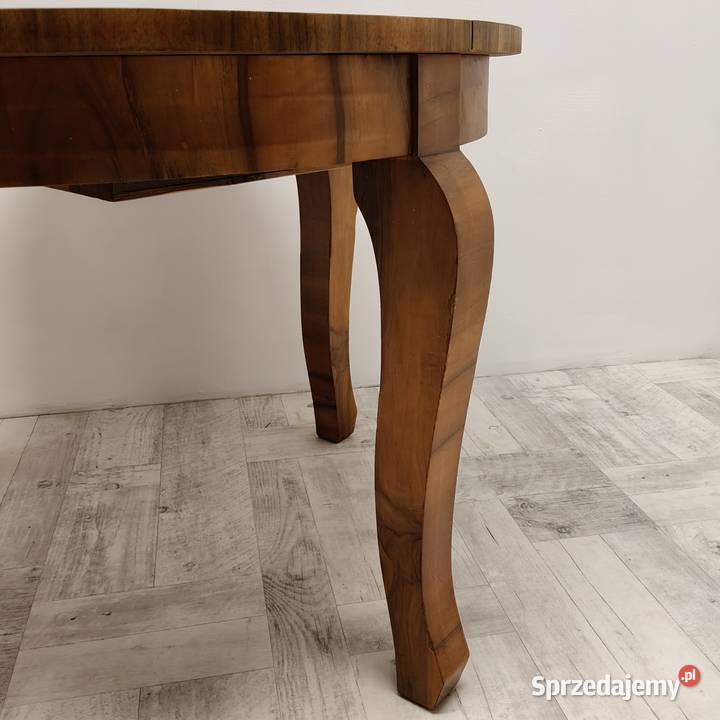 stół okrągly PRL vintage fornir orzech do salon Radomsko