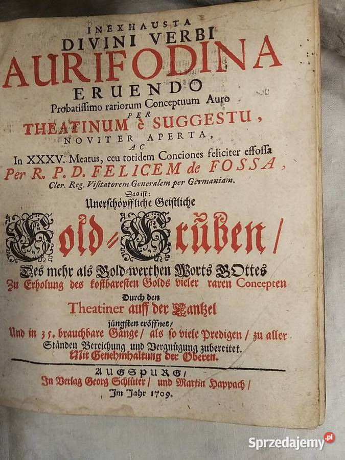 Aurifodina kopalnia złota Dzieło teologiczne F Warszawa sprzedam