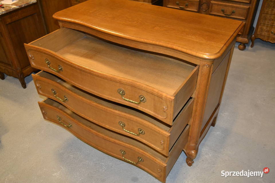 komoda ludwikowska gięte fronty lity dąb