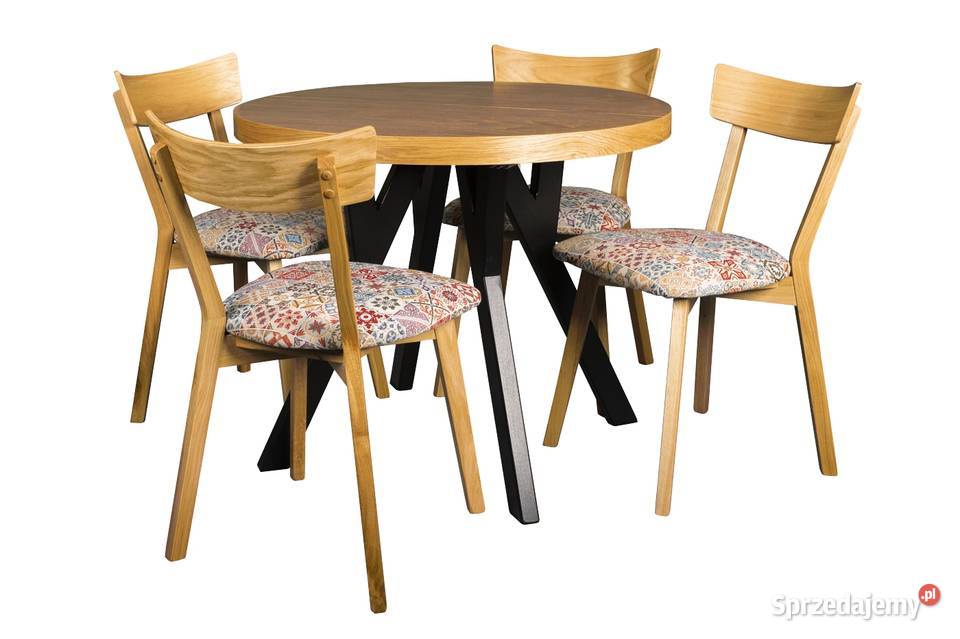 Stół okrągły rozkladany plus 4 krzesła