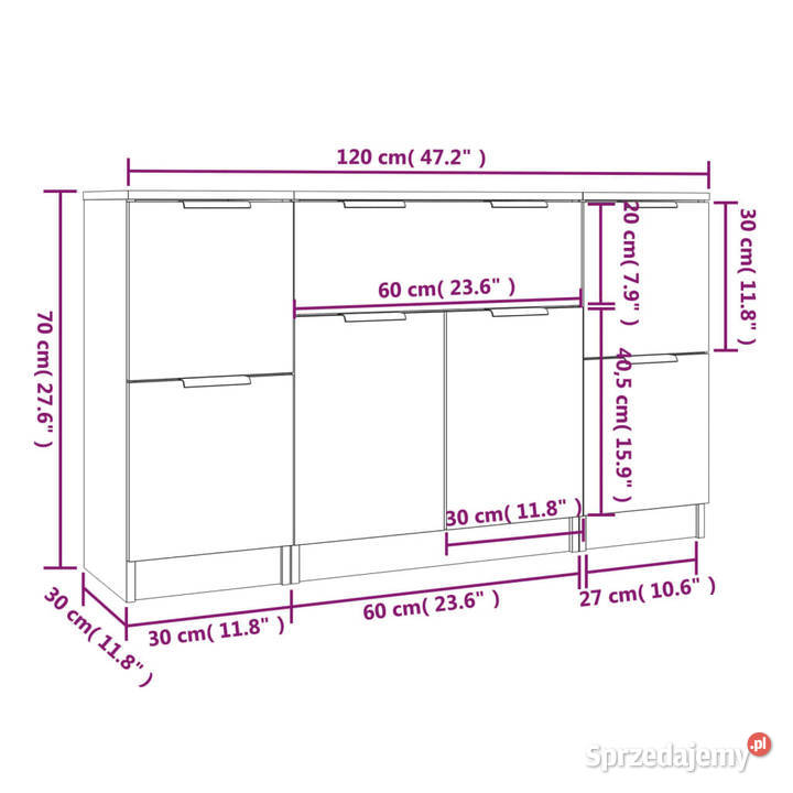 Szafki 3 biały materiał drewnopochodny WM3115828 Warszawa