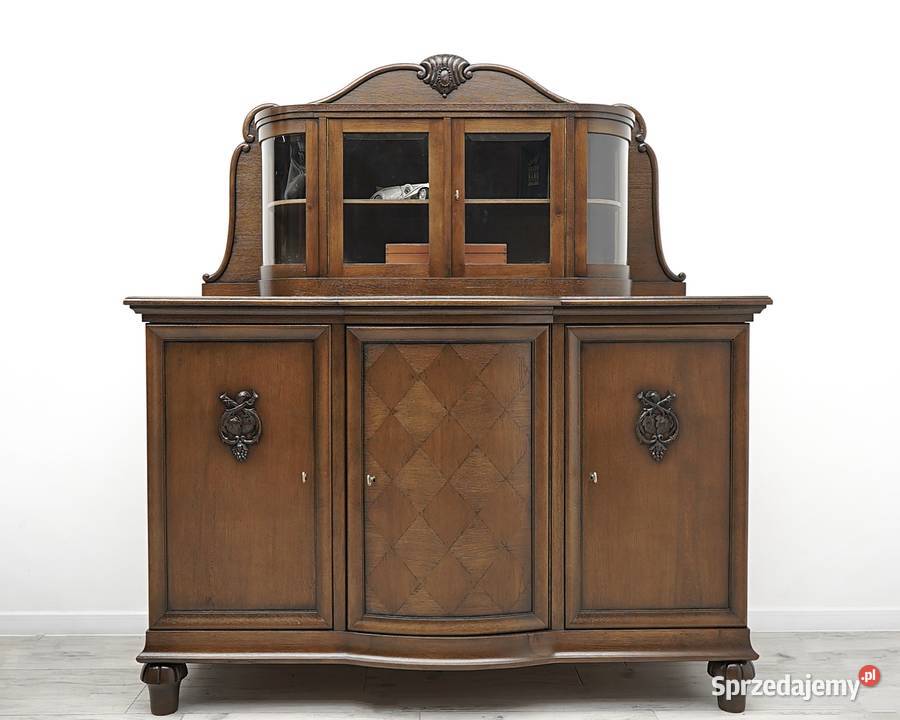 Dębowy kredens z lat 20tych w stylu secesyjnym 161cm wielkopolskie Jerka