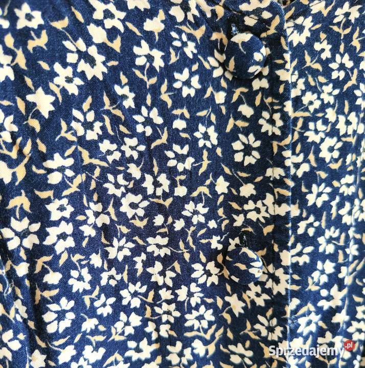Kombinezon vintage L 40 łączka kwiaty granatowy Szczecin