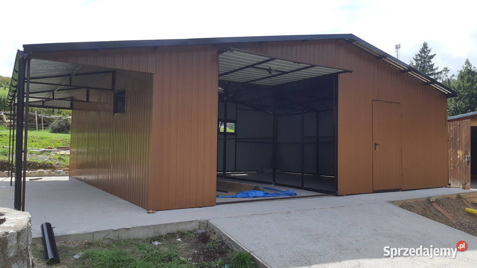 Garaż Blaszany 9x6 z ZADASZENIEM BOCZNYM Garaż Jabłonka Kościelna
