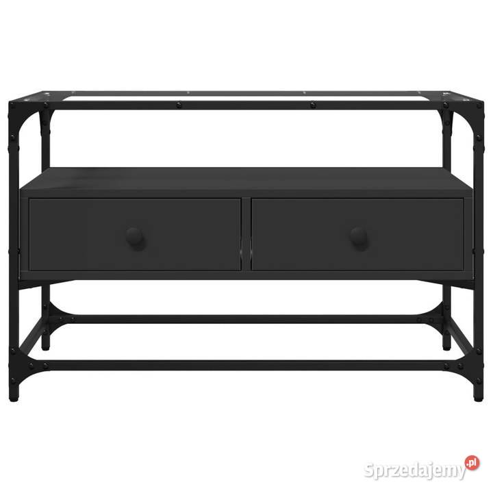 Szafka pod TV ze szklanym blatem czarna 80x35x51 Warszawa