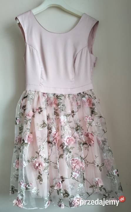 MOHITO 34 sukienka RÓŻ halka tiul organza kwiaty Spódnice i sukienki Warszawa