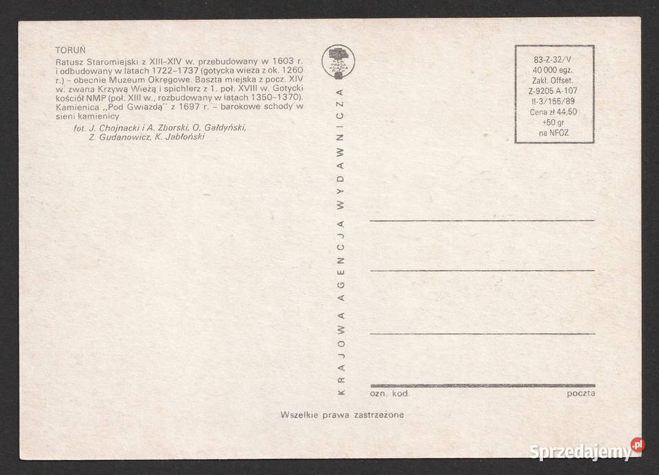 TORUŃ MOZAIKA 6 1989 BEZ OBIEGU