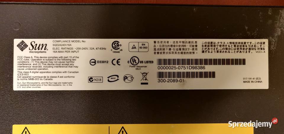 Profesjonalne PDU Sun Microsystems SQD24240V16A Wólka Brzózka