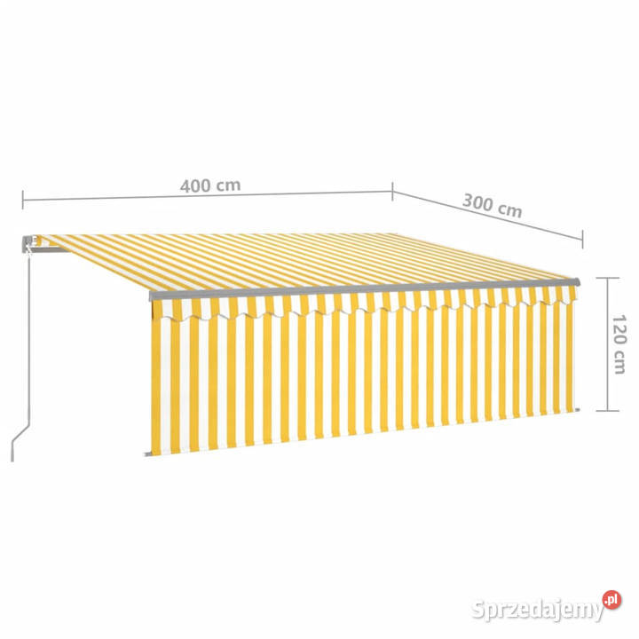 Ręcznie zwijana markiza z zasłoną i LED 4x3 m