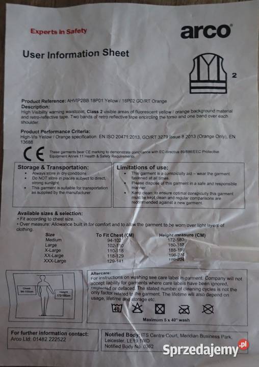Kamizelka odblaskowa ostrzegawcza Arco XL Biznes i Przemysł