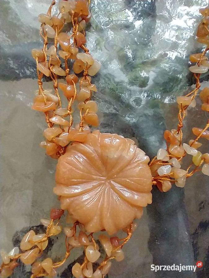 Naszyjnik naturalny kamień agat rękodzieło Antyki, Sztuka, Kolekcje sprzedam