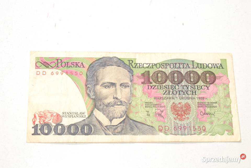 Stary banknot 10000 złotych Wyspiański 1988 śląskie