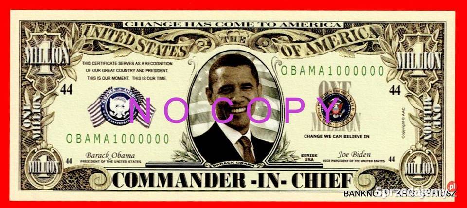 1 Milion Dolarów USA 2024r Joe Bieden UNC Kolor Wrocław sprzedam