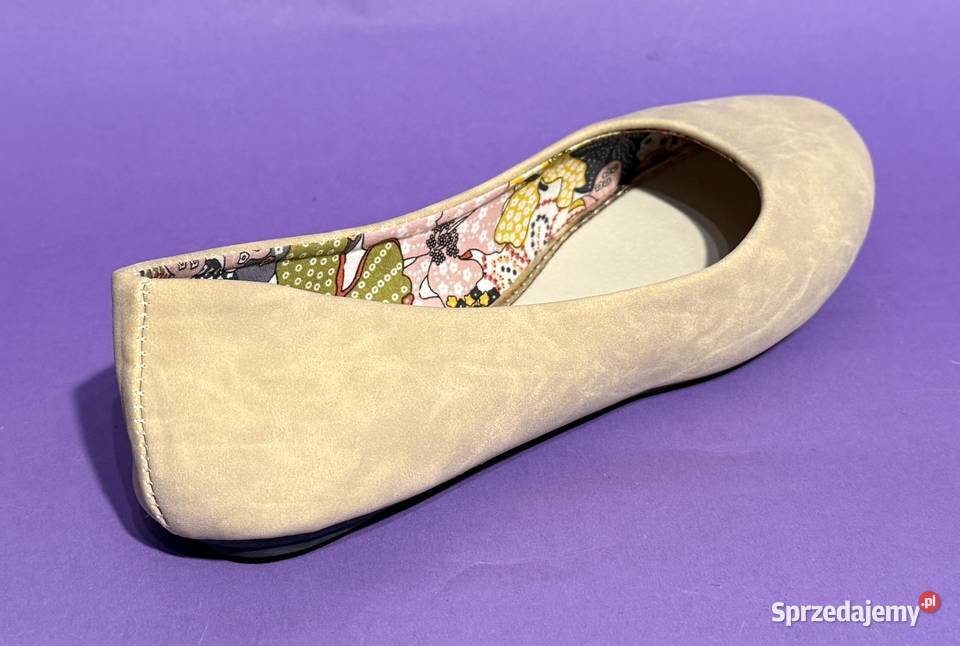Beżowe gładkie baleriny rozmiar 40 AKS5 25cm