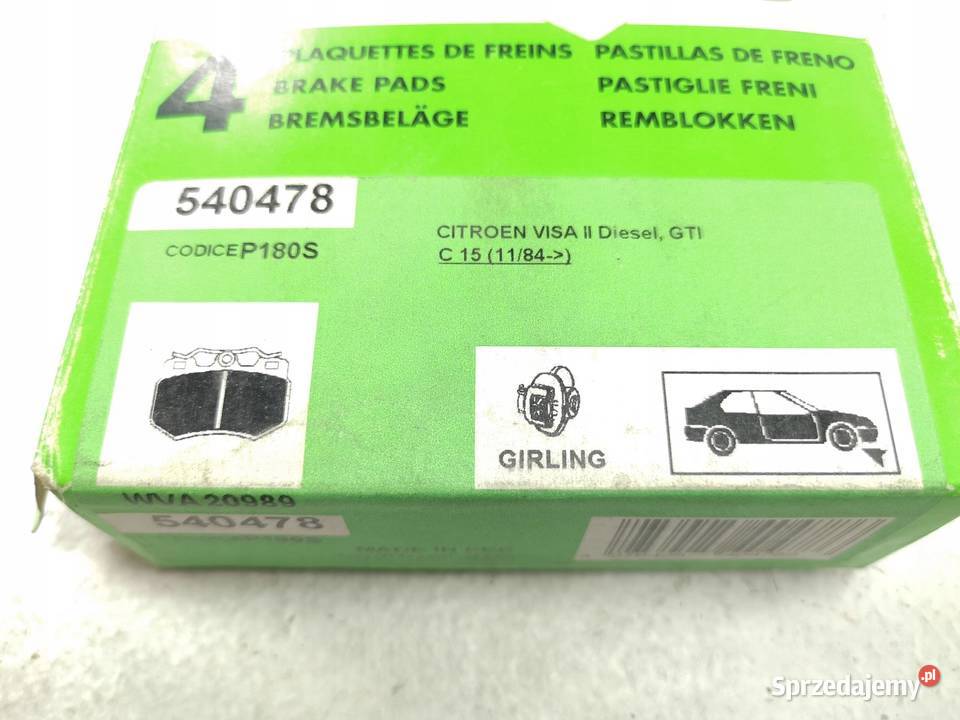 KLOCKI HAMULCOWE PRZÓD VALEO CITROEN AX C15 VISA