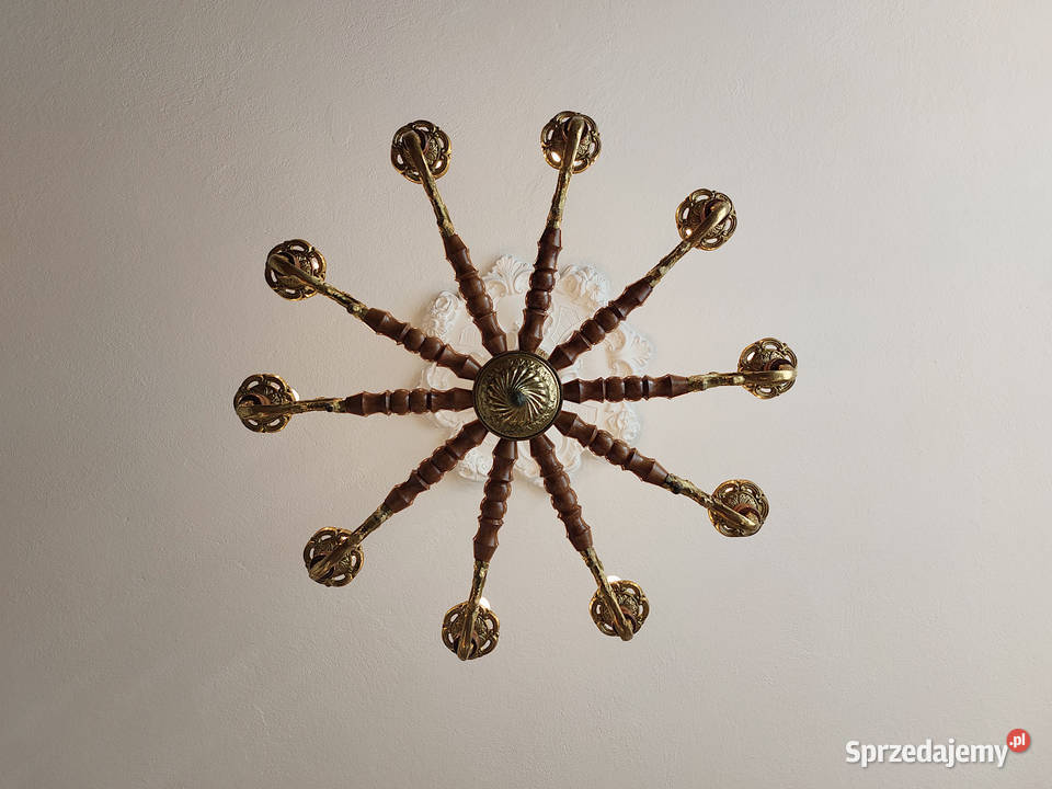 Żyrandol mosiężny 10ramienny śląskie Dąbrowa Górnicza