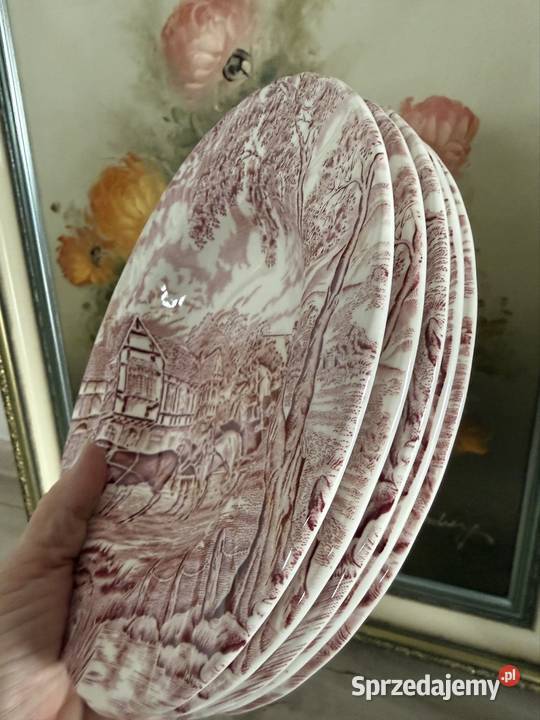 Royal wzór konie czerwone talerze głębokie sprzedam