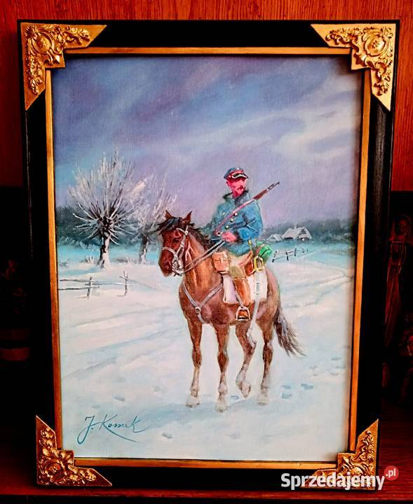 ULAN ZWIADOWCA OBRAZ OLEJNY NA PŁÓTNIE 44x34 Jelenia Góra sprzedam