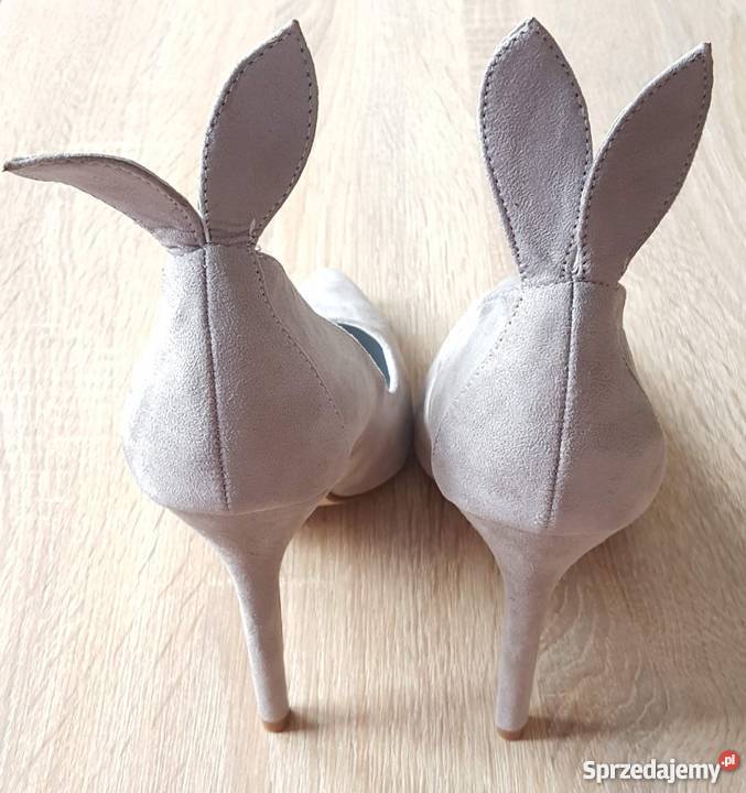 Nowe buty szpilki szare 39 obcas uszy królika Czółenka