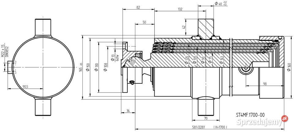 SIŁOWNIK HYDR Przyczep 1600mm 12T Wywrót Tył Solec Kujawski sprzedam