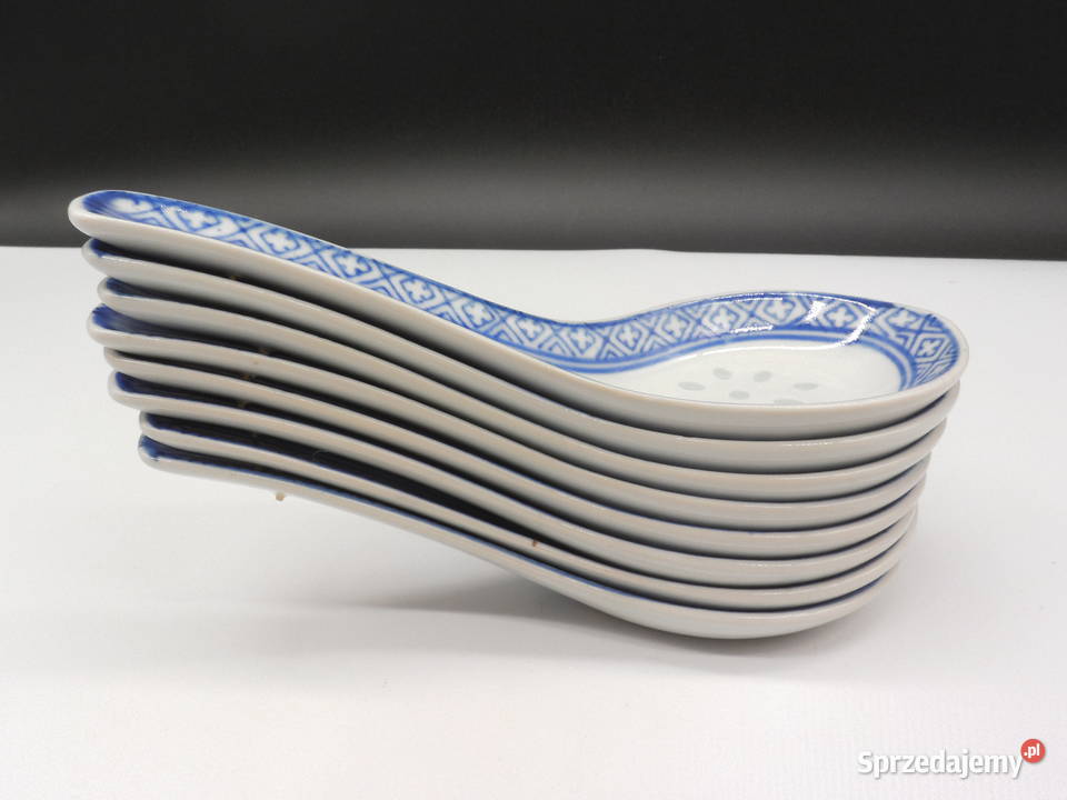 Chińskie porcelanowe łyżki 8 porcelana ryżowa wielkopolskie Raszków