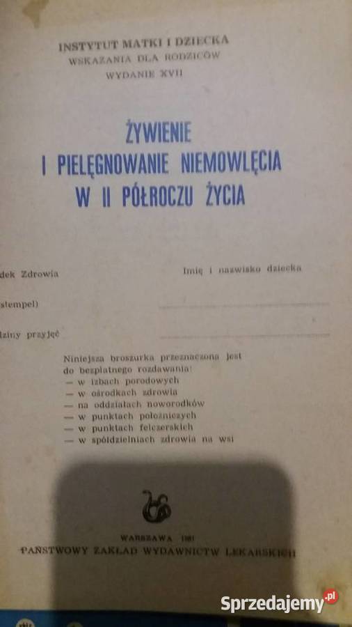 PZWL broszura 1981 Żywienie i pielęgnowanie Warszawa sprzedam