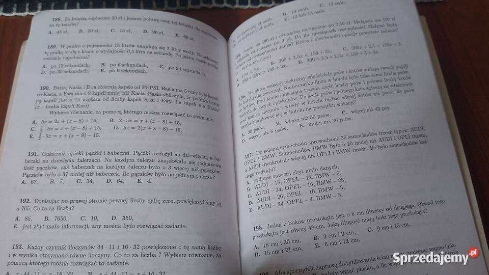 Matematyka 8 testy wyboru wielokrotnego Bolałek Gdańsk