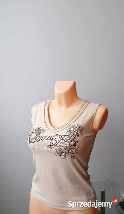 DAMSKI BEŻOWY TOP Z HAFTEM R UNIWERSALNY Łódź sprzedam