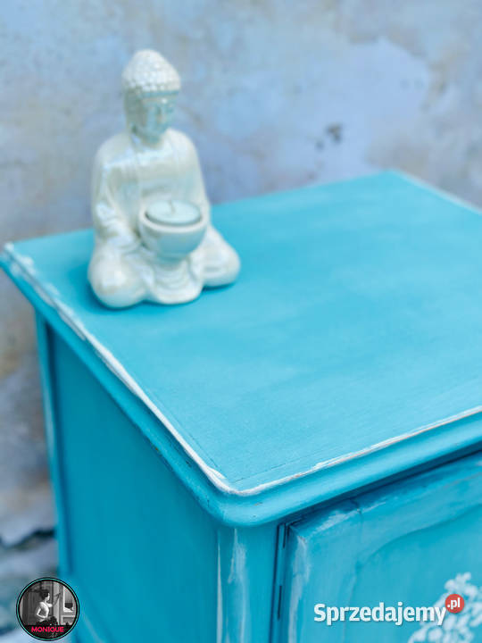 Turkusowa szafka nocna shabby chic Prowansja Jelcz-Laskowice