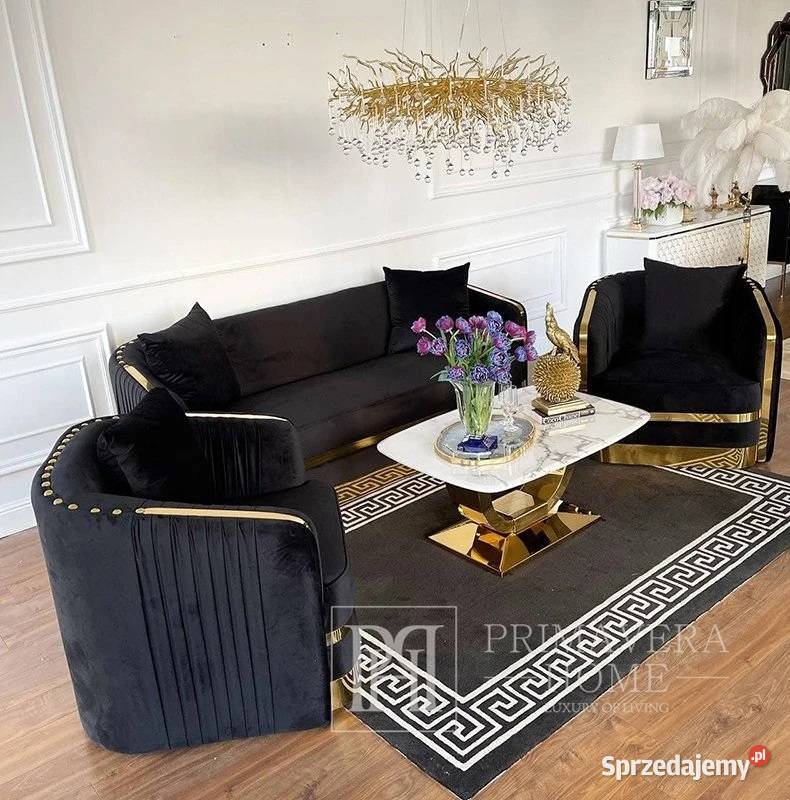 Sofa glamour do salonu plisowana klasyczna Warszawa