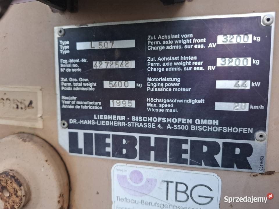 Ładowarka Liebherr L507 silnik deutz 1011 Targoszyn sprzedam