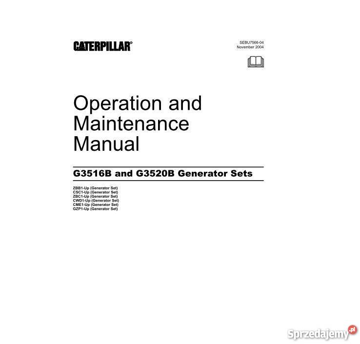 Caterpillar G3516 G3520 silnik CAT instrukcja Kielce