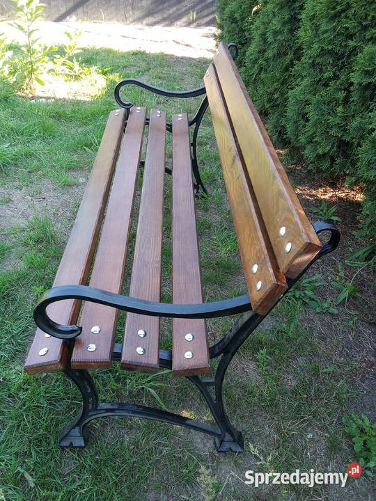 Ławka ogrodowa drewniana żeliwna mocna Świdwin