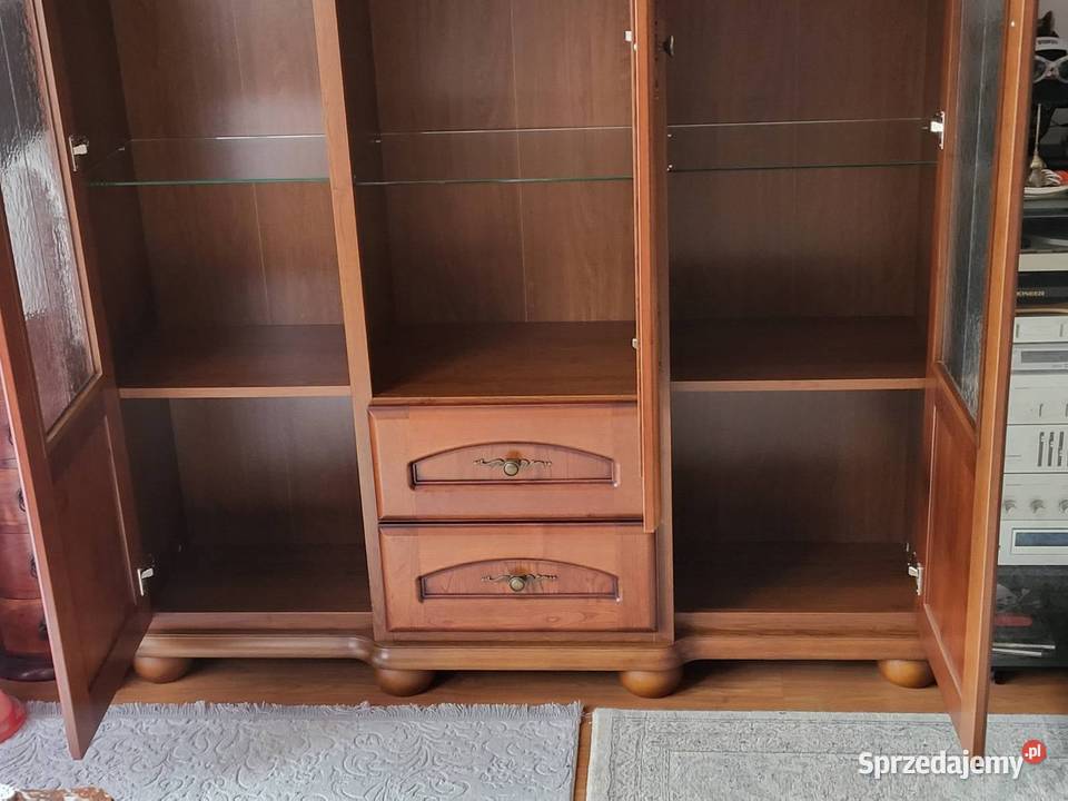 BRW BAWARIA duża witryna i narożnik orzech 200cm