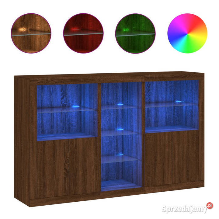 Szafka z oświetleniem LED brązowy dąb 162x37x100 mazowieckie Warszawa