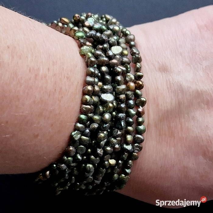 NATURALNE PERŁY SZMARAGDOWE BRANSOLETA VINTAGE Częstochowa