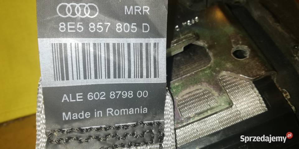 pas bezpieczeństwa tył 8E5857807G805D Audi A4 B6 pasy bezpieczeństwa Wyposażenie wnętrza Piotrków Trybunalski sprzedam