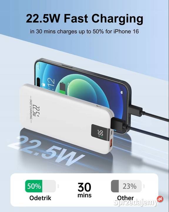 Powerbank 10000mAh 225W z wyświetlaczem LCD Rzeszów sprzedam