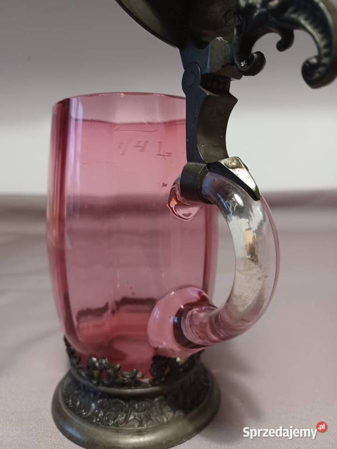 Piękny szklany z koń 1800 r dzbanek na wino Wrocław