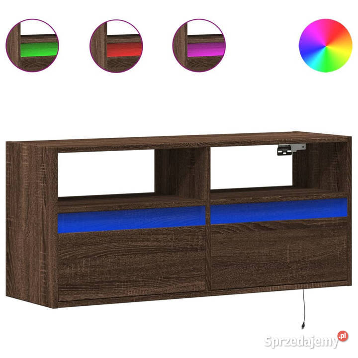 Ścienna szafka TV z LED brązowy dąb 100x31x45 Warszawa sprzedam
